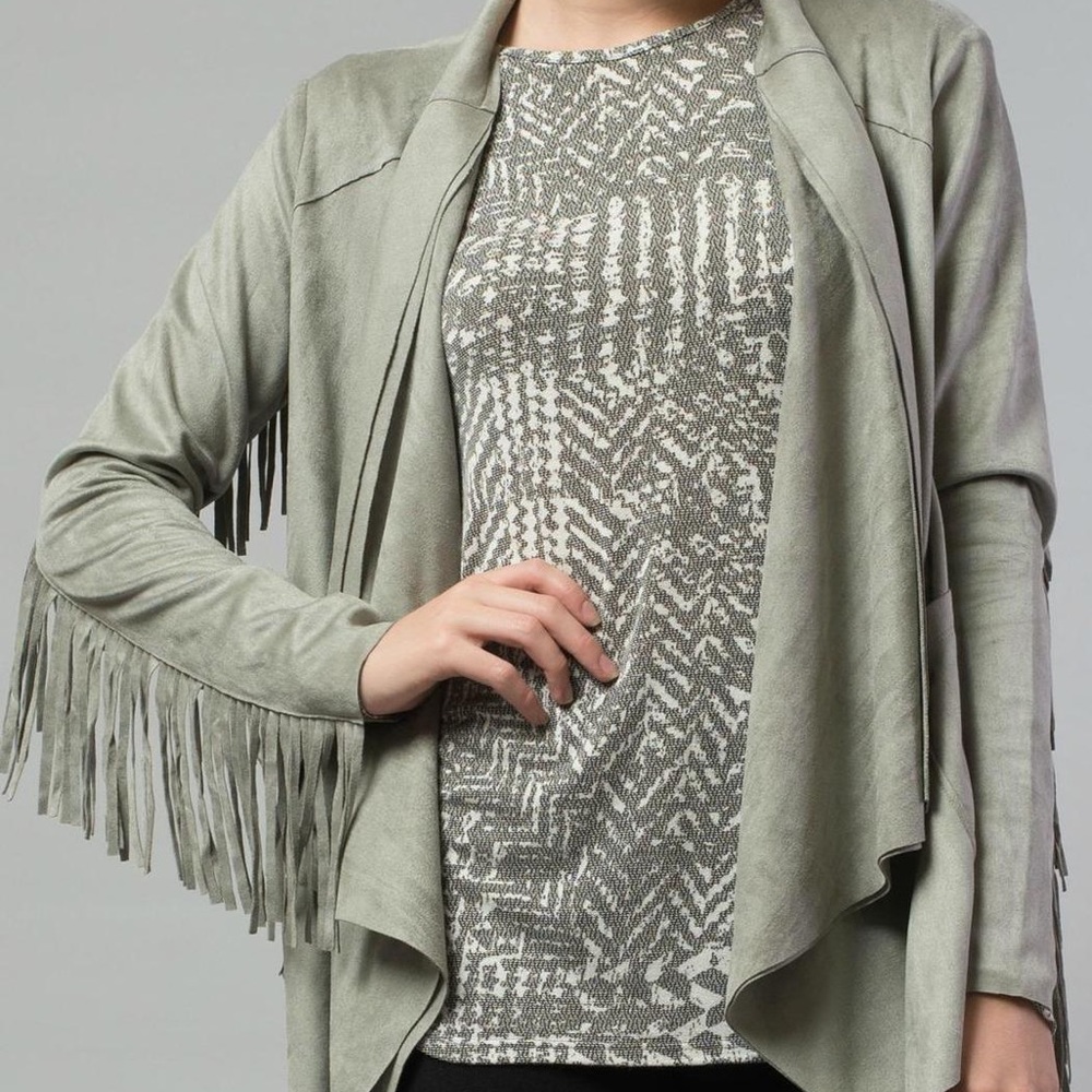 Fringe draped front jacket